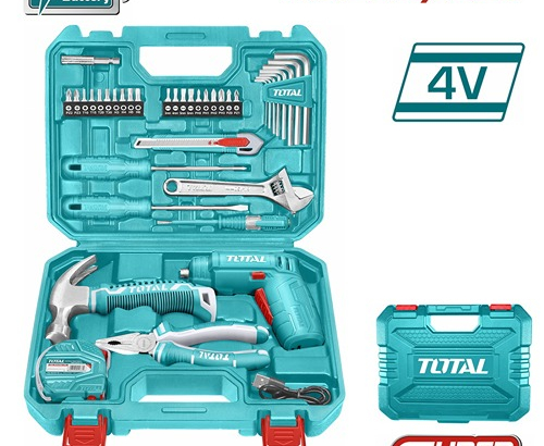 Total 4-volt rechargeable screwdriver set with 83 pieces