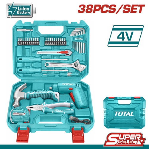 Total 4-volt rechargeable screwdriver set with 83 pieces