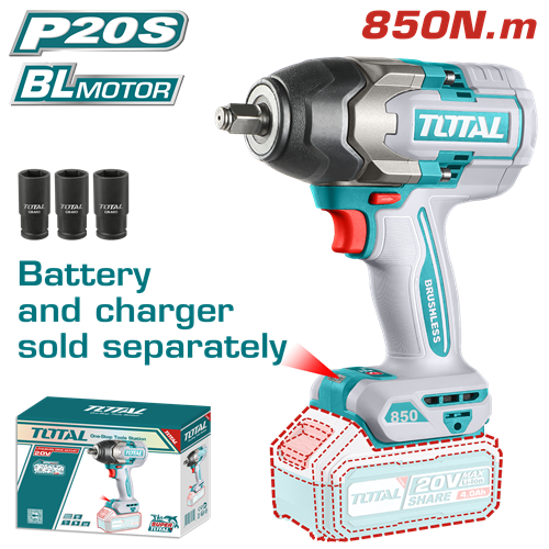 Drill boxes, 20 volts, 850 Newtons, without batteries, from Total