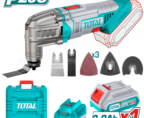 Multi-vibration machine, 20 volt, with battery and charger + accessories set from Total