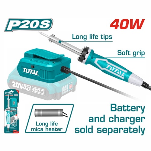 Rechargeable iron, 20 volts, 40 watts, without batteries, from Total